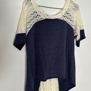 Chic Navy and Cream Lace Women's Tee